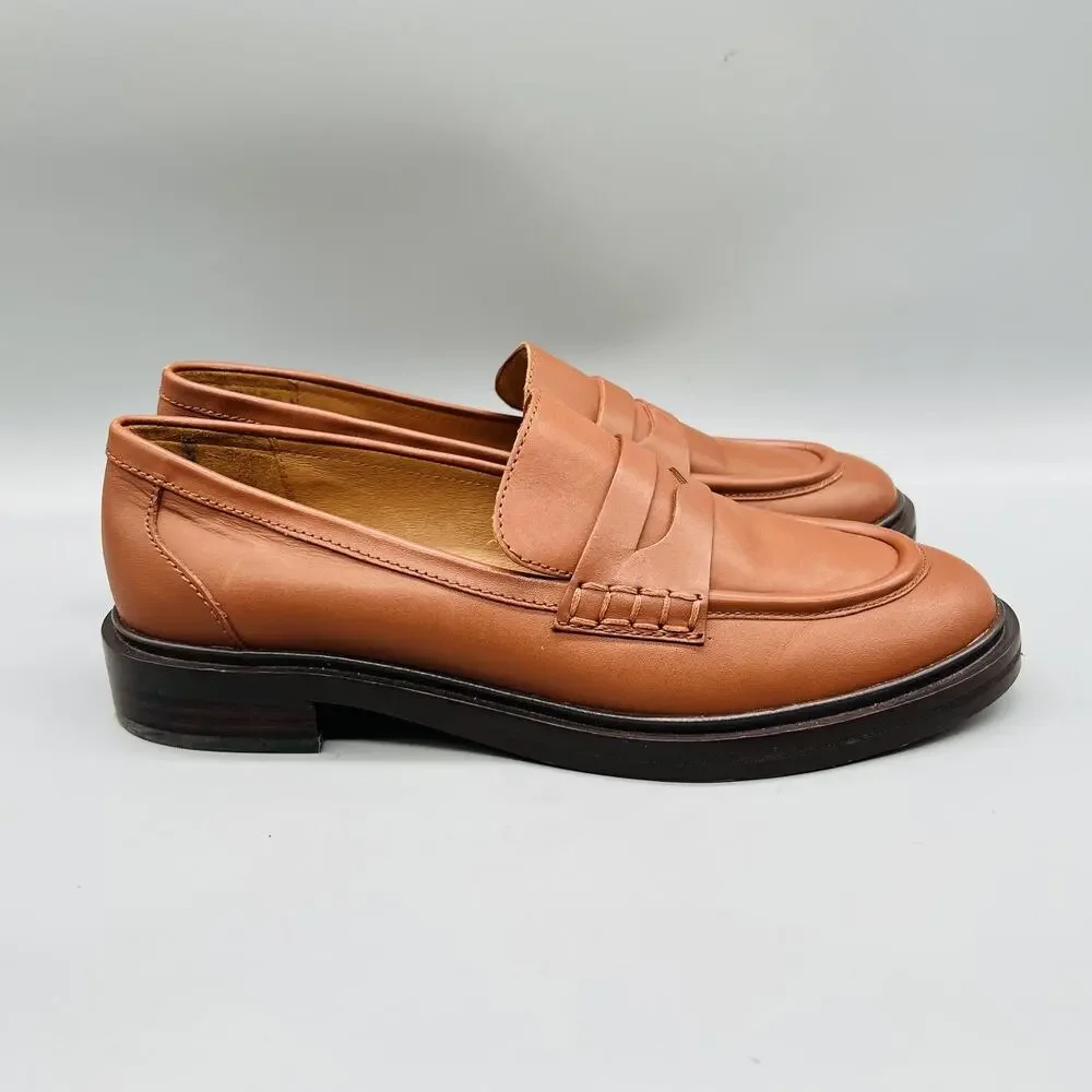 Madewell Shoes Womens 9 Brown Leather Vernon Penny Loafer Flats Slip On Casual